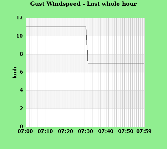 Windgust last whole hour